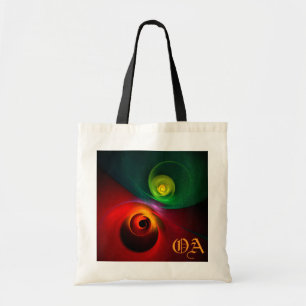 Rood Groen Yin Yang Modern Abstract Kunstpatroon # Tote Bag