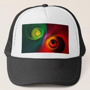 Rood Groen Yin Yang Modern Abstract Kunstpatroon # Trucker Pet