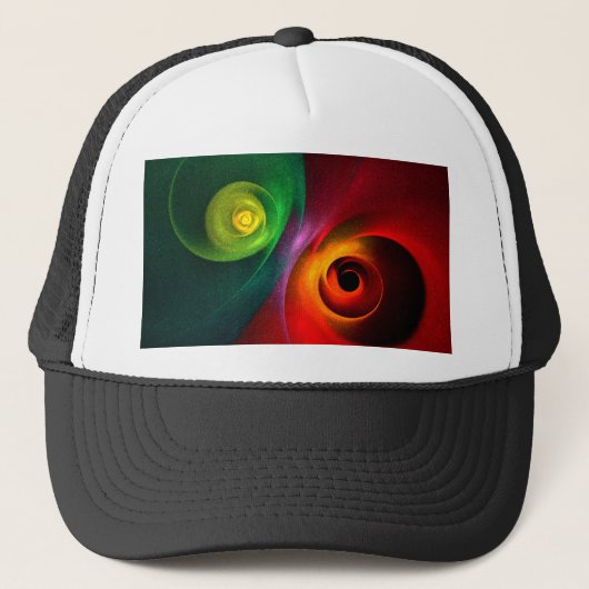 Rood Groen Yin Yang Modern Abstract Kunstpatroon # Trucker Pet (Voorkant)
