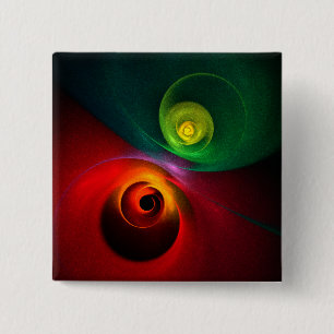 Rood Groen Yin Yang Modern Abstract Kunstpatroon # Vierkante Button 5,1 Cm