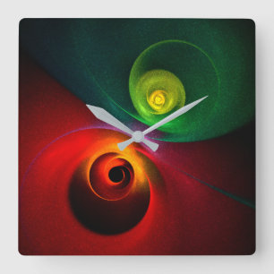 Rood Groen Yin Yang Modern Abstract Kunstpatroon # Vierkante Klok