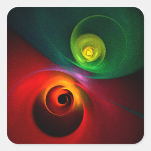 Rood Groen Yin Yang Modern Abstract Kunstpatroon # Vierkante Sticker