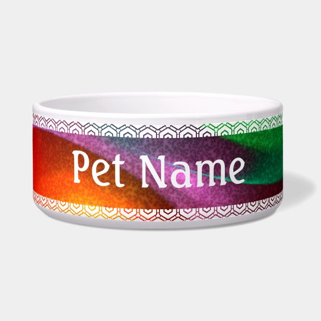 Rood Groen Yin Yang Modern Abstract Kunstpatroon # Voerbakje (Voorkant)