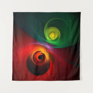 Rood Groen Yin Yang Modern Abstract Kunstpatroon # Wandkleed