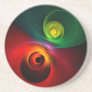 Rood Groen Yin Yang Modern Abstract Kunstpatroon # Zandsteen Onderzetter