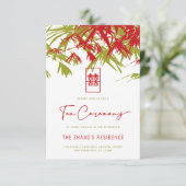 Rood/Groen Zen Bamboe laat Chinese thee ceremonie Informatiekaartje (Staand voorkant)