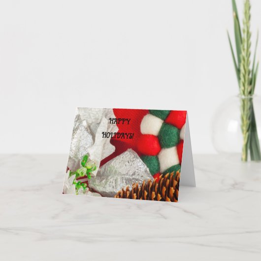 Rood, Groen, Zilver, Wit Feestdagen Kaart (Voorkant)