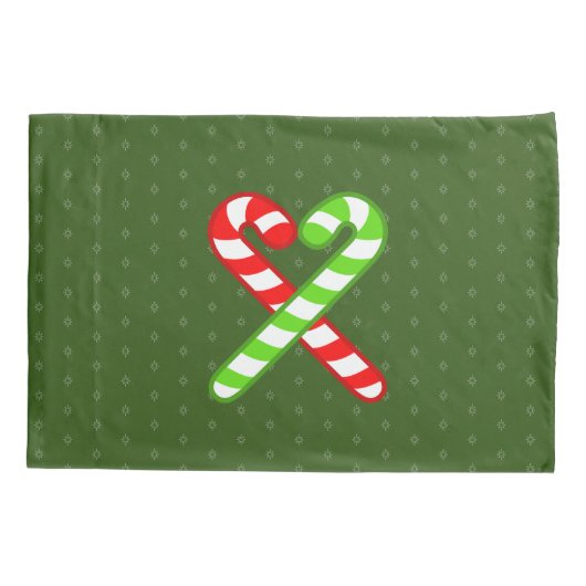 Rood-groen zoet XmaS Gingerbrood Pals-Candy Cane Kussensloop (Achterkant-Links)