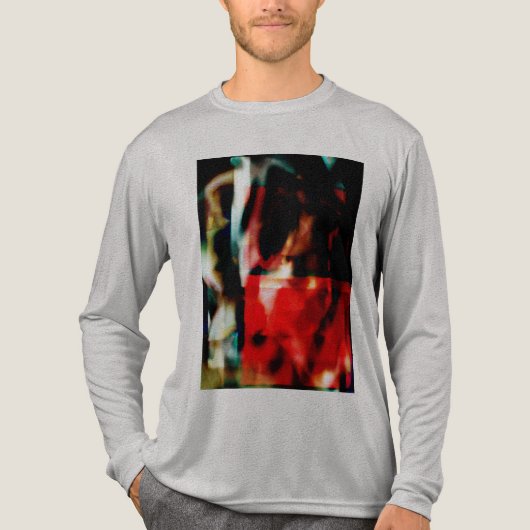 Rood Groen Zwart Bloemen Abstract Ontwerp Tri-Blend Shirt (Voorkant volledig)