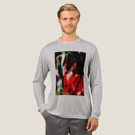 Rood Groen Zwart Bloemen Abstract Ontwerp Tri-Blend Shirt (Voorkant)