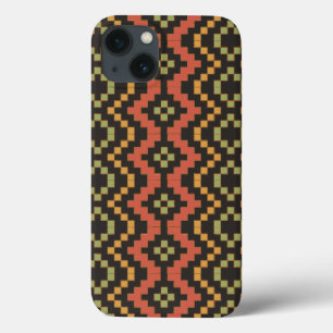 Rood Groen Zwart Egyptisch Tribal Basket Weave iPhone 13 Hoesje