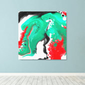 Rood, groen, zwart en wit marmer fluid Art Canvas Afdruk (Insitu (Houten vloer))