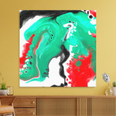Rood, groen, zwart en wit marmer fluid Art Canvas Afdruk (Insitu (Woonkamer))