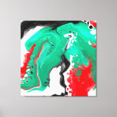 Rood, groen, zwart en wit marmer fluid Art Canvas Afdruk (Voorkant)