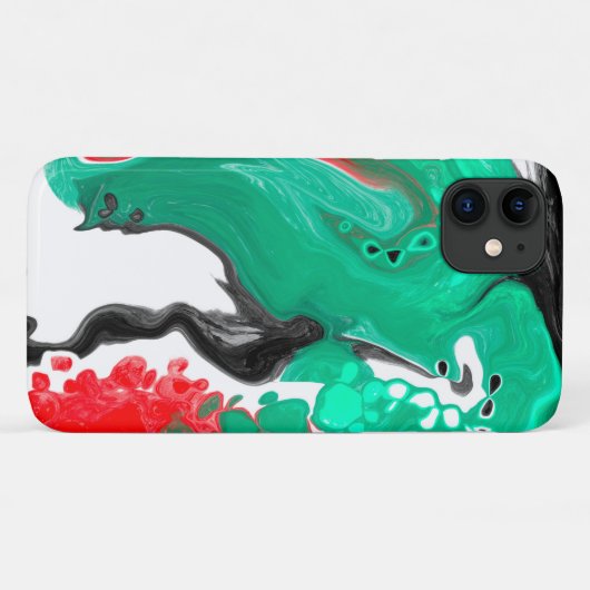 Rood, groen, zwart en wit marmer fluid Art Case-Mate iPhone Case (Achterkant (horizontaal))