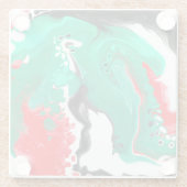 Rood, groen, zwart en wit marmer fluid Art Glazen Onderzetter (Achterkant)