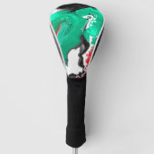 Rood, groen, zwart en wit marmer fluid Art Golfheadcover (Voorkant)