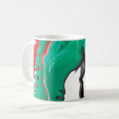 Rood, groen, zwart en wit marmer fluid Art Koffiemok (Voorkant links)