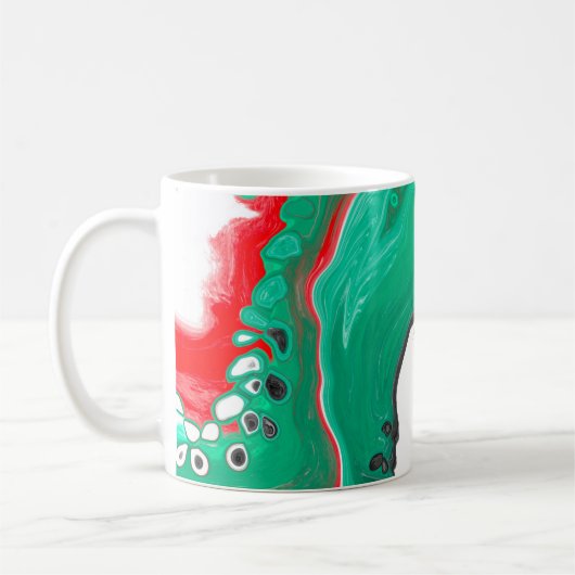 Rood, groen, zwart en wit marmer fluid Art Koffiemok (Links)