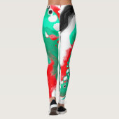 Rood, groen, zwart en wit marmer fluid Art Leggings (Achterkant)
