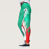 Rood, groen, zwart en wit marmer fluid Art Leggings (Links)