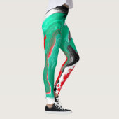 Rood, groen, zwart en wit marmer fluid Art Leggings (Rechts)