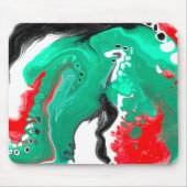 Rood, groen, zwart en wit marmer fluid Art Muismat (Voorkant)