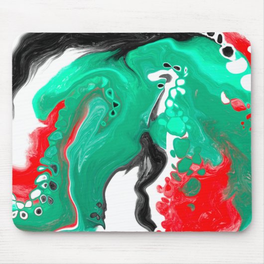 Rood, groen, zwart en wit marmer fluid Art Muismat (Voorkant)