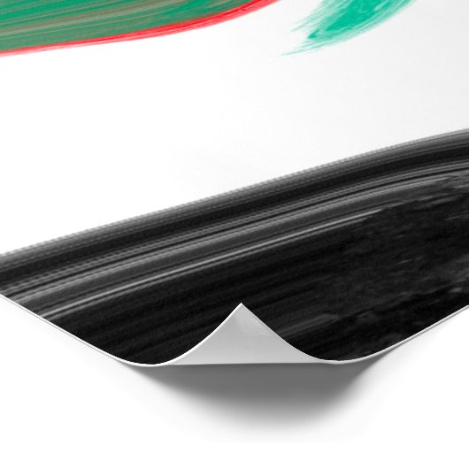 Rood, groen, zwart en wit marmer fluid Art Poster (Hoek)