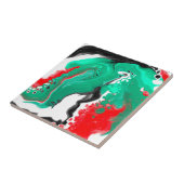 Rood, groen, zwart en wit marmer fluid Art Tegeltje (Zijkant)