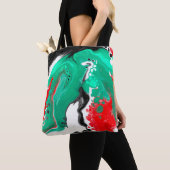 Rood, groen, zwart en wit marmer fluid Art Tote Bag (Dichtbij)