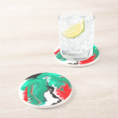 Rood, groen, zwart en wit marmer fluid Art Zandsteen Onderzetter (Zijkant)