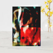 Rood Groen Zwart Filmy Floral Abstract Design Kaart (Gele Bloem)