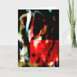 Rood Groen Zwart Filmy Floral Abstract Design Kaart