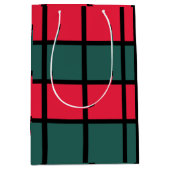 Rood Groen Zwart Geruit Streepjespatroon Medium Cadeauzakje (Voorkant)