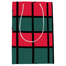 Rood Groen Zwart Geruit Streepjespatroon Medium Cadeauzakje