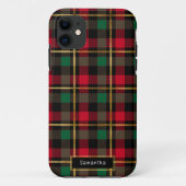 Rood, Groen, Zwart & Goud Kerstmis Plaid Case-Mate iPhone Case (Achterkant)