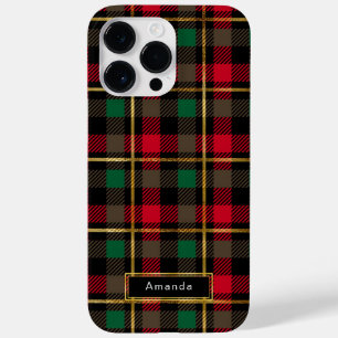 Rood, Groen, Zwart & Goud Kerstmis Plaid Case-Mate iPhone 14 Pro Max Hoesje