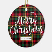Rood, Groen, Zwart & Goud Kerstmis Plaid Keramisch Ornament (Links)