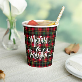 Rood, Groen, Zwart & Goud Kerstmis Plaid Papieren Bekers