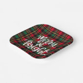 Rood, Groen, Zwart & Goud Kerstmis Plaid Papieren Bordje (Gebogen)