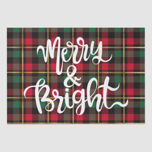 Rood, Groen, Zwart & Goud Kerstmis Plaid Tissuepapier (Voorkant)