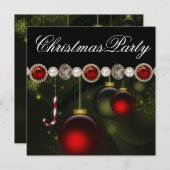 Rood Groen Zwart Goud Ornamenten Kerstfeest Kaart (Voorkant / Achterkant)