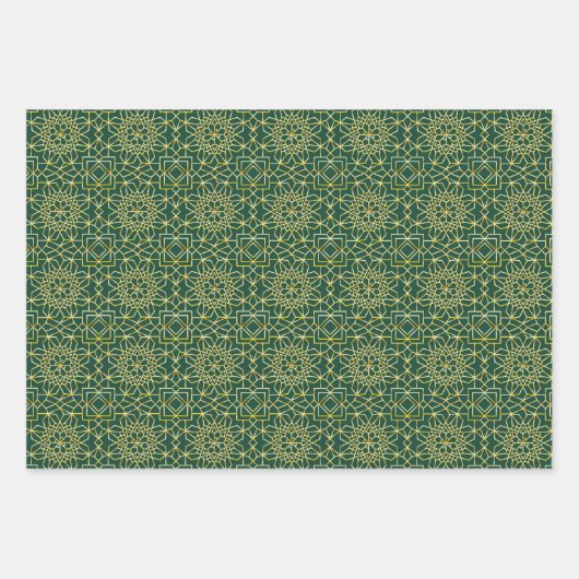 Rood/Groen/Zwart & Goud Verpakkingspapier (Bladen) Inpakpapier Vel (Voorkant 3)