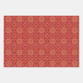 Rood/Groen/Zwart & Goud Verpakkingspapier (Bladen) Inpakpapier Vel (Voorkant 2)