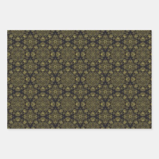 Rood/Groen/Zwart & Goud Verpakkingspapier (Bladen) Inpakpapier Vel (Voorkant 2)