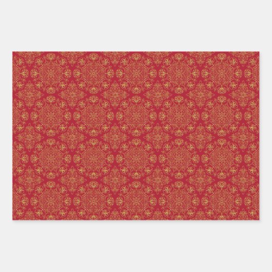 Rood/Groen/Zwart & Goud Verpakkingspapier (Bladen) Inpakpapier Vel (Voorkant)