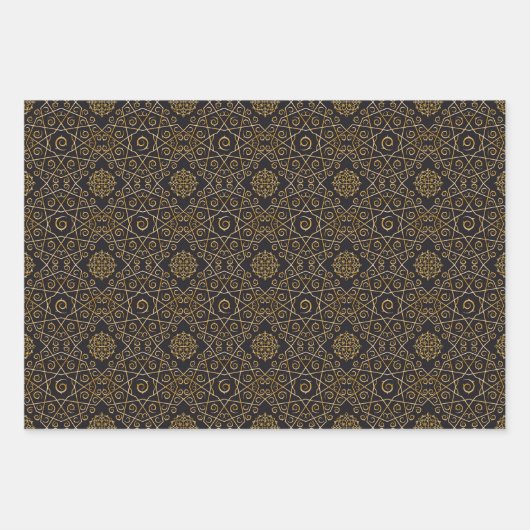 Rood/Groen/Zwart & Goud Verpakkingspapier (Bladen) Inpakpapier Vel (Voorkant 3)