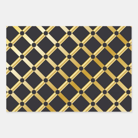 Rood/Groen/Zwart & Goud Verpakkingspapier (Bladen) Inpakpapier Vel (Voorkant 3)