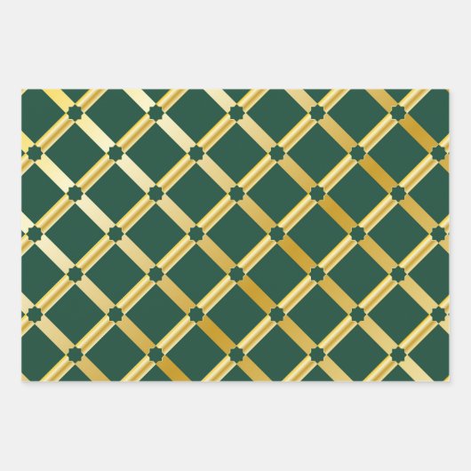 Rood/Groen/Zwart & Goud Verpakkingspapier (Bladen) Inpakpapier Vel (Voorkant 2)